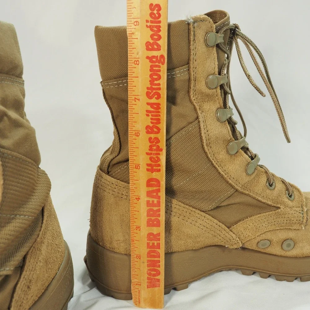 McRae Combat Boot Mens 8R Coyote Tan Suede Lace Up Military Tactical Vibram Lug